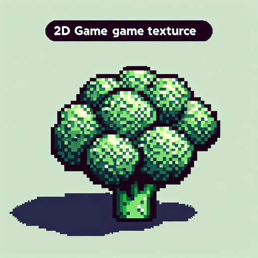 broccoli.
Single Game Texture. In-Game asset. 2d. Blank background. High contrast. No shadows. 8bit