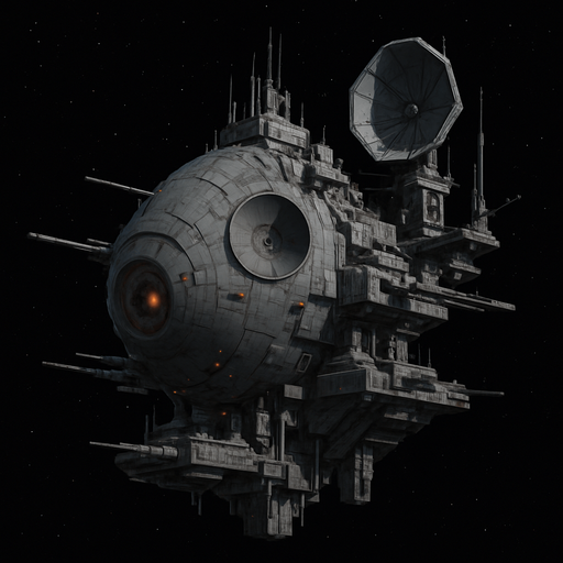 Uzay savaş istasyonu - Gerçekçi.
In-Game asset.  High contrast.  No shadows