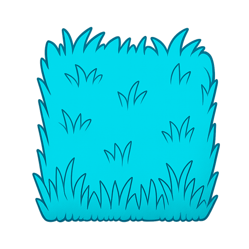 cyan grass. No background. Transparent background. Blank background. No shadows. 2d. In-Game asset. flat