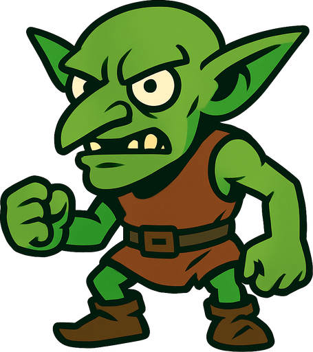 goblin.
In-Game asset.  2d.  High contrast.  No shadows
