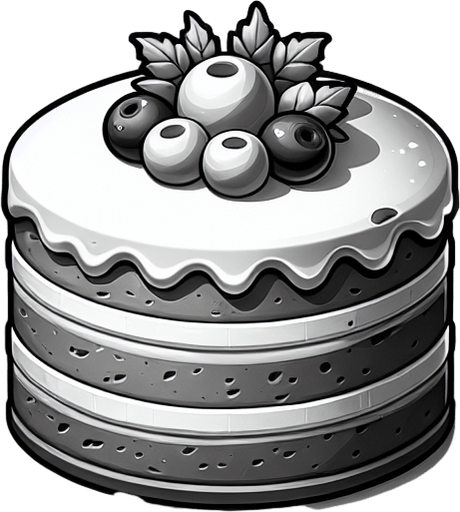 gâteau.
Single Game Texture.  In-Game asset.  2d.  Blank background.  High contrast.  No shadows