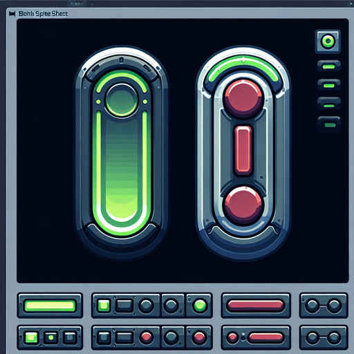 A sprite sheet featuring two large, flat toggle buttons for a hacking mobile game. Each toggle is cigar-shaped with rounded edges, displayed in active (green) and inactive (red) states.

The active state has a neon green fill with a circular slider positioned on the right, while the inactive state has a muted red fill with the slider on the left. The buttons are large and centered in the sprite sheet, with ample spacing and a clean, grey background. This design is minimalistic, clear, and ideal for a tech-themed game interface.
Single Game Texture. In-Game asset. 2d. Blank background. High contrast. No shadows.