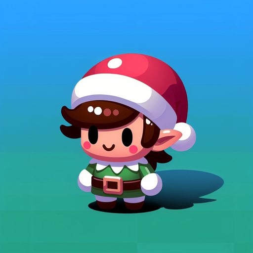 one cute christmas elf. plastic style. Single Game Texture. In-Game asset. 2d. Blank background. High contrast. No shadows.