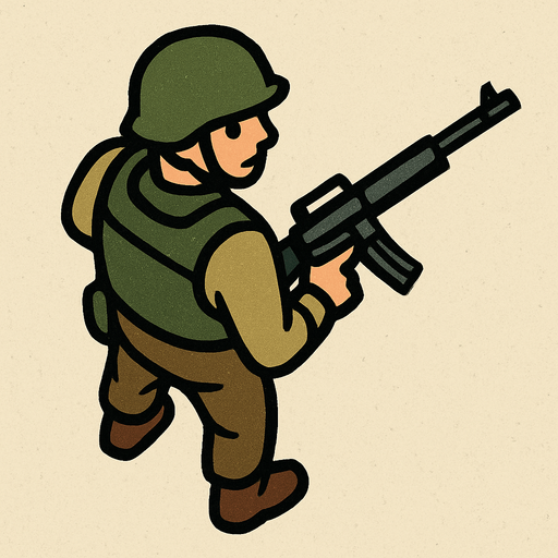 Let's look at soldiers from a bird's eye view, but the soldier should look back and have a weapon in hand..
In-Game asset.  2d.  High contrast.  No shadows
