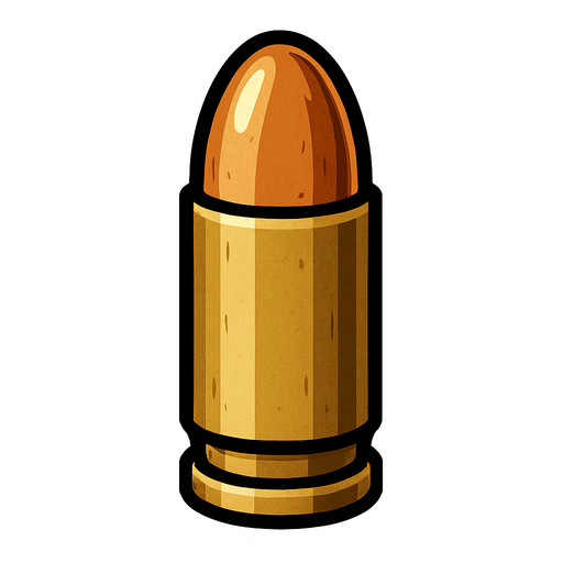 Bala realista.
In-Game asset.  2d.  High contrast.  No shadows