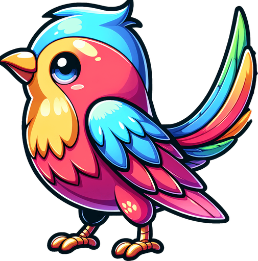 Cartoon bird.
Single Game Texture.  In-Game asset.  2d.  Blank background.  High contrast.  No shadows