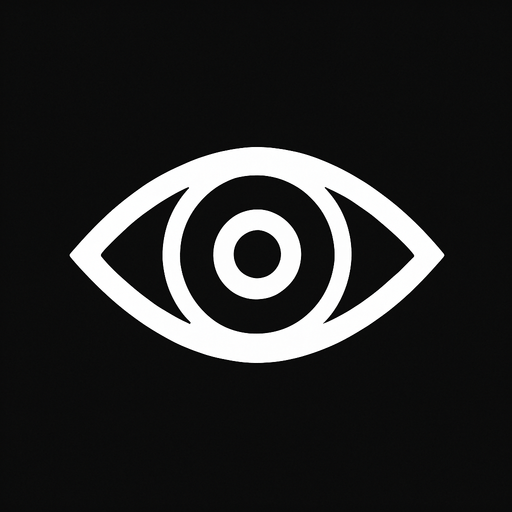white eye open minimalist icon.
In-Game asset.  2d.  High contrast.  No shadows