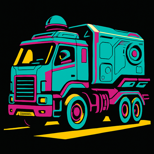 a truck from future space.
2d.  High contrast.  No shadows