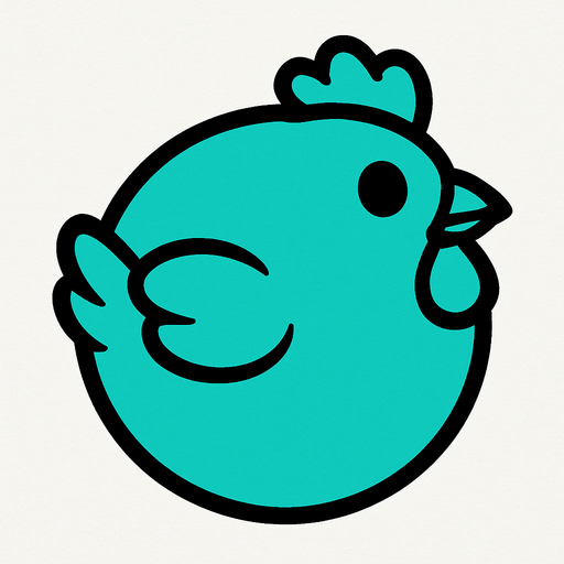 cyan chicken ball.
In-Game asset.  2d.  High contrast.  No shadows