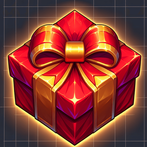 top down simple wrapped red present with gold bow. In-Game asset. 2d. Blank background. High contrast. No shadows. Single Game Texture. In-Game asset. 2d. Blank background. High contrast. No shadows. Single Game Texture. In-Game asset. 2d. Blank background. High contrast. No shadows.