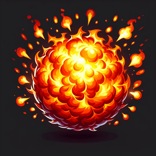 Fireball.
Single Game Texture. In-Game asset. 2d. Blank background. High contrast. No shadows.