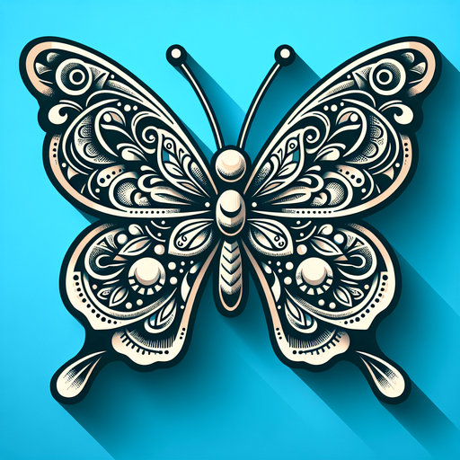 butterfly.
Single Game Texture. In-Game asset. 2d. Blank background. High contrast. No shadows.