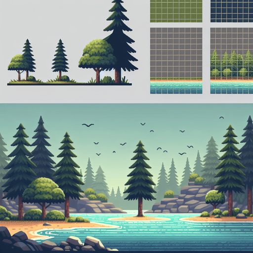 A nice lake Single Game Texture. In-Game asset. 2d. Blank background. High contrast. No shadows.