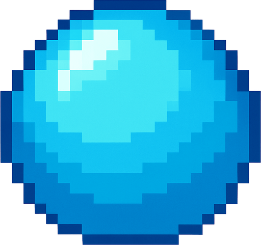 A blue transparent dome type shield ball . Simple graphics. Low details.
Single Game Texture. In-Game asset. 2d. Blank background. High contrast. No shadows. Pixel Art