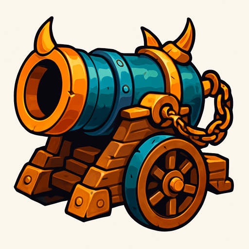 Cannon from the fantasy.
In-Game asset.  2d.  High contrast.  No shadows