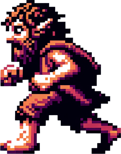 A pixel art sprite of a hobbit. Top down view from behind so the player only sees the hobbits top of head. Full body Top down aerial view, from behind, he is running, Nintendo art style 16 bit, retro. Single Game Texture. In-Game asset. 2d. Blank background. High contrast. No shadows.
Single Game Texture. In-Game asset. 2d. Blank background. High contrast. No shadows.