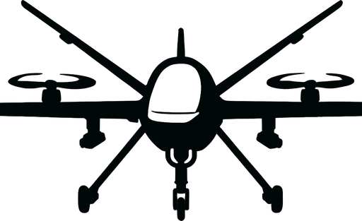 Overwiev of unmanned aircraft coming to us.
2d.  High contrast.  No shadows