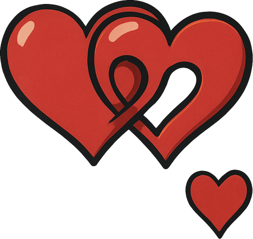 The hearts card suit symbol with two linked hearts in the center of it. Anime style..
In-Game asset.  2d.  High contrast.  No shadows