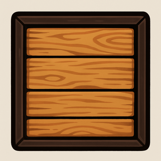 A Wooden square tile with dark borders.
In-Game asset.  2d.  High contrast.  No shadows