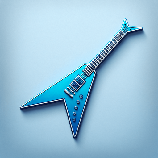 Blue Electric guitar flying v.
Single Game Texture.  In-Game asset.  2d.  Blank background.  High contrast.  No shadows