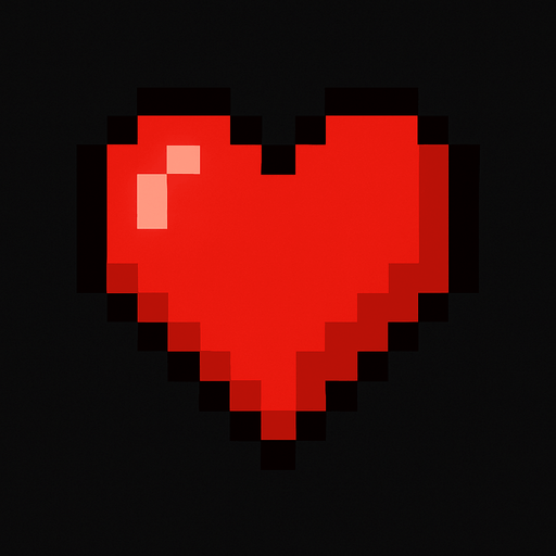 pixel heart.
In-Game asset.  2d.  High contrast.  No shadows