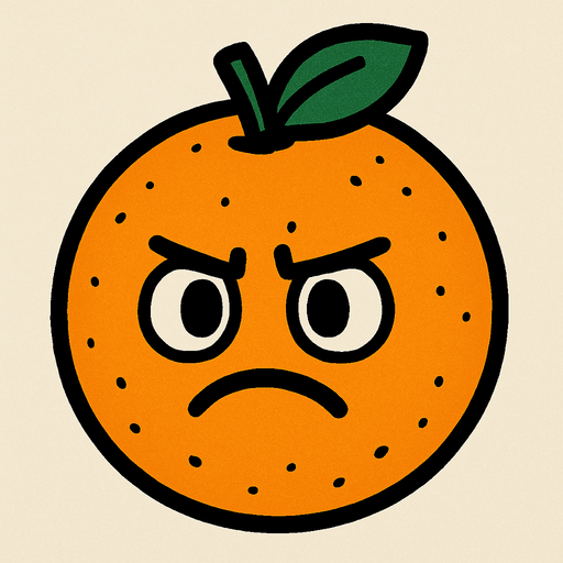 Orange with face.
In-Game asset.  2d.  High contrast.  No shadows