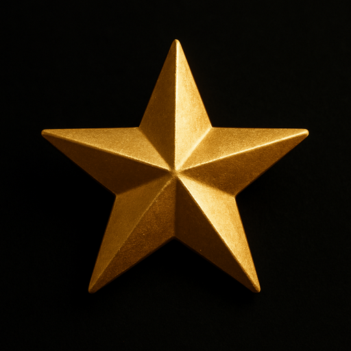 golden rating star.
black background. photo realistic.
