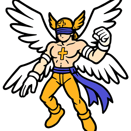 Angemon.
In-Game asset.  2d.  High contrast.  No shadows