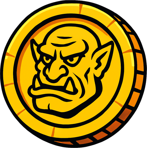 Troll coin.
In-Game asset.  2d.  High contrast.  No shadows