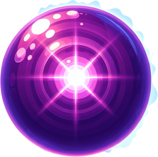 Purple laser ball. Bubble shooter game. Powerup ball.
Single Game Texture. In-Game asset. 2d. Blank background. High contrast. No shadows.