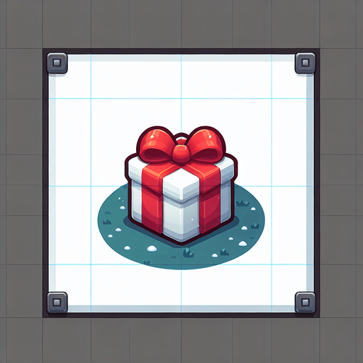 a white christmas present with red wrapper. Single Game Texture. In-Game asset. 2d. Blank background. High contrast. No shadows.