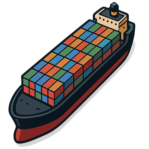 Long Cargo ship top down.
In-Game asset.  2d.  High contrast.  No shadows