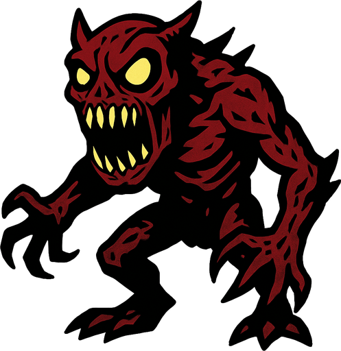 korkunç bir canavar.
In-Game asset.  2d.  High contrast.  No shadows
