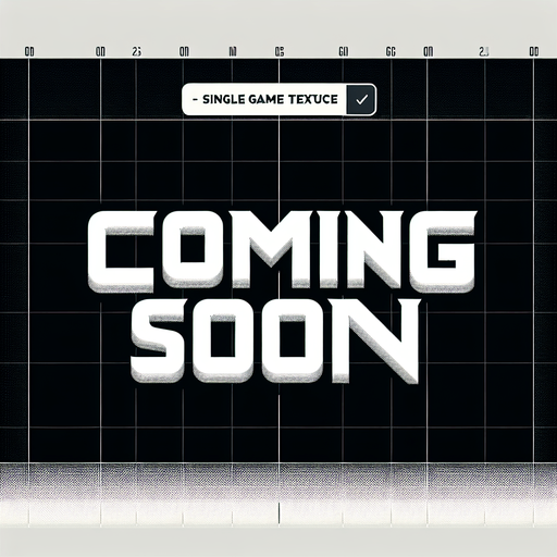 coming soon letters in white.
Single Game Texture. In-Game asset. 2d. Blank background. High contrast. No shadows.