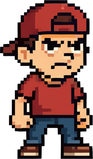 bad regular casual kid full body 2d pixel art.
In-Game asset.  2d.  High contrast.  No shadows