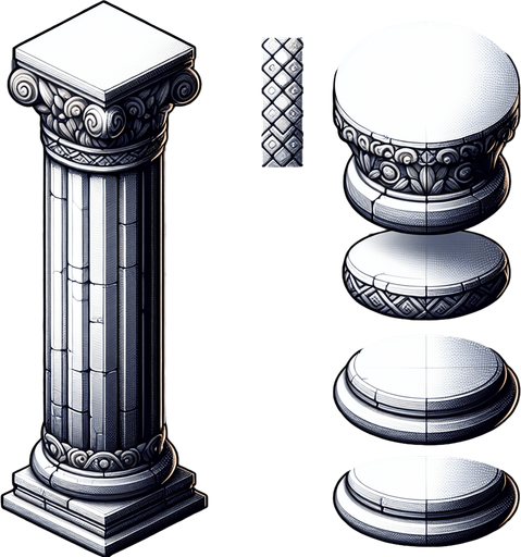 pillarbottom mg.
Single Game Texture.  In-Game asset.  2d.  Blank background.  High contrast.  No shadows
