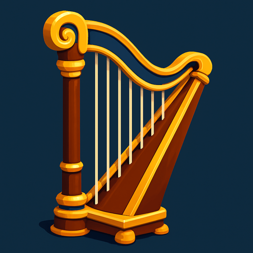 harp.
In-Game asset. 3d.  High contrast.  No shadows