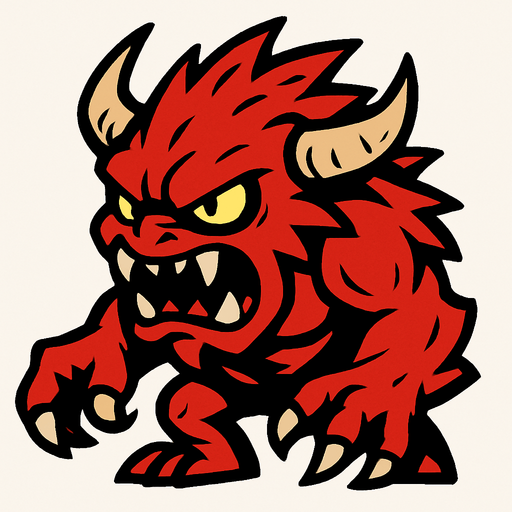 Red wild  monster.
In-Game asset.  2d.  High contrast.  No shadows