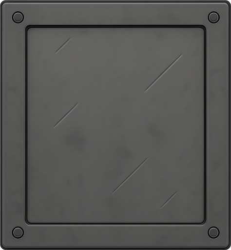 make it as a perfect rectangle, screws on all the corners. no background, transparent background
