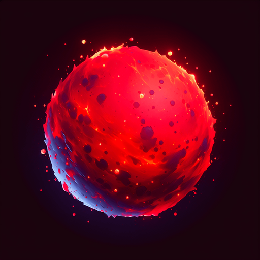 uma particula vermelha brilhante, fundo png.
Single Game Texture. In-Game asset. 3d. Blank background. High contrast. No shadows.