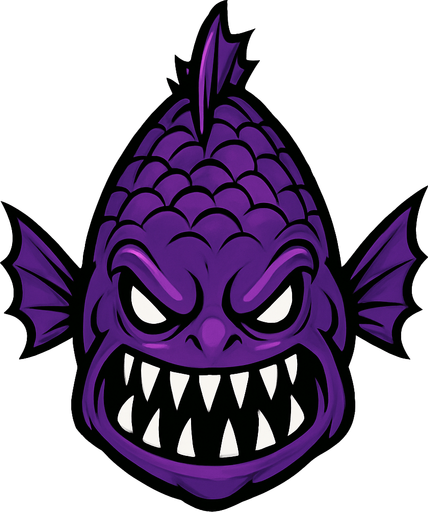 a purple evil fish seen from top to bottom.
In-Game asset.  2d.  High contrast.  No shadows