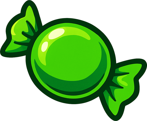 Yeşil şeker.
In-Game asset.  2d.  High contrast.  No shadows