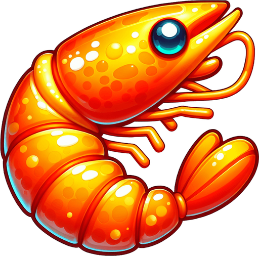 A tender morsel of delicious plankton. cartoon, shiny, no background. bright orange and yellow shrimp.
Single Game Texture. In-Game asset. 2d. Blank background. High contrast. No shadows.