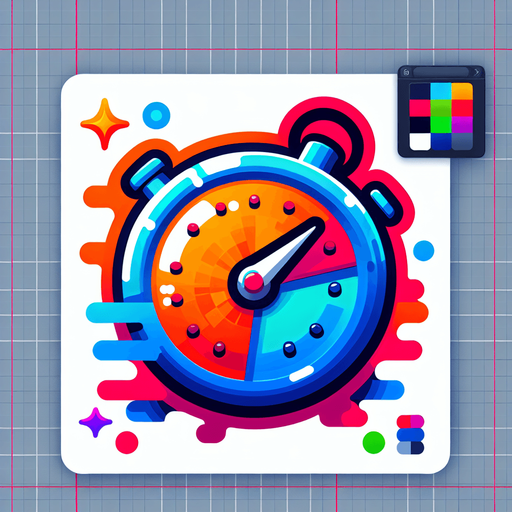 A colorfull simple stop Watch icon without shadows.
Single Game Texture. In-Game asset. 2d. Blank background. High contrast. No shadows.