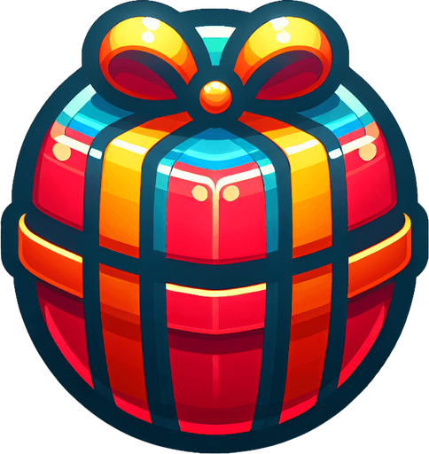 a round christmas gift.plastic style. Single Game Texture. In-Game asset. 2d. Blank background. High contrast. No shadows.