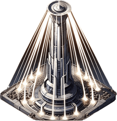 A tower shooting at enemy in a modern style Single Game Texture. In-Game asset. 2d. Blank background. High contrast. No shadows.