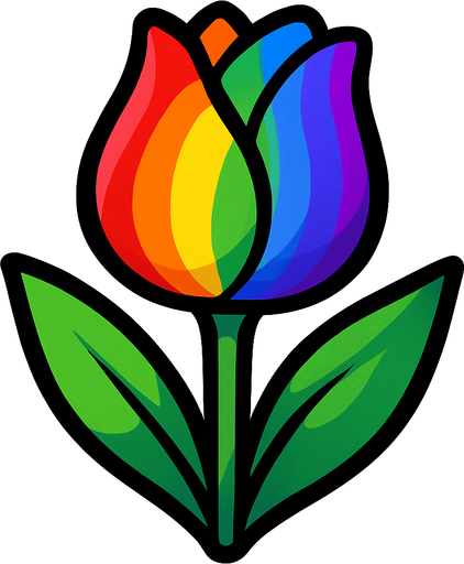 Rainbow tulip.
In-Game asset.  2d.  High contrast.  No shadows
