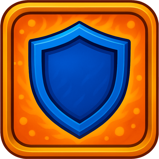 синий щит на ярко оранжевом фоне