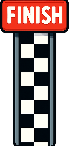 finish line vertical.
In-Game asset.  2d.  High contrast.  No shadows