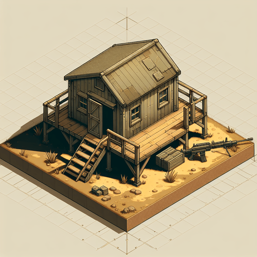 vojenský bungr.
Single Game Texture. In-Game asset. 2d. Blank background. High contrast. No shadows.